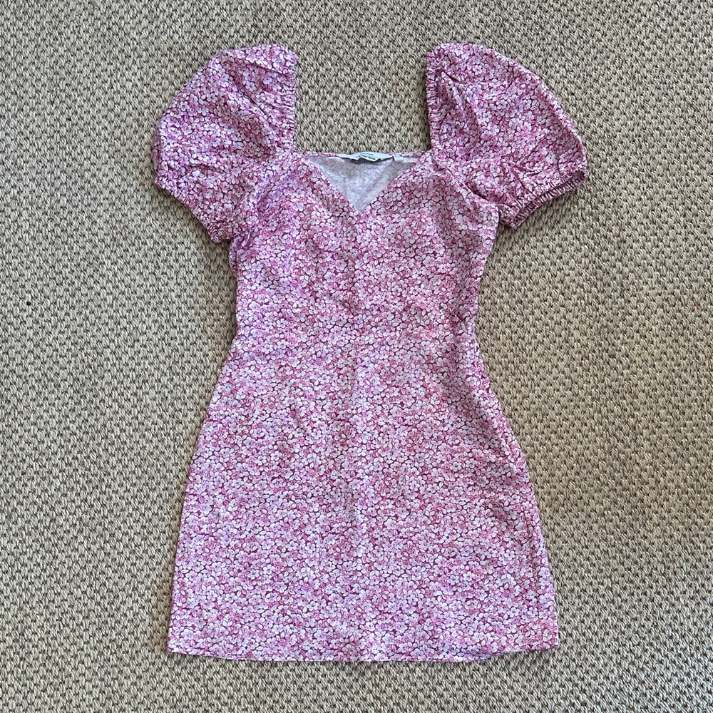 & Other Stories Paris Atelier Pink floral mini wrap dress